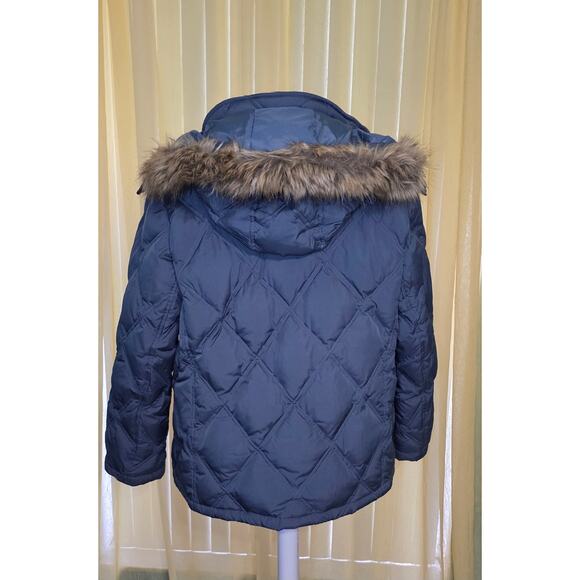 Land’s End  Goose Down Puffer Jacket Large 14-16 Gray Quilted Full Zip - Picture 5 of 10
